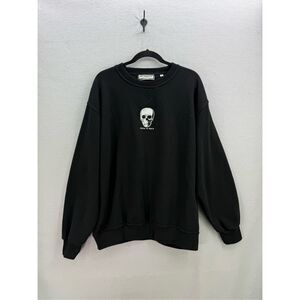 Vintage 90s Authentic Collection Mens Black ‘Fresh to Death’ Embroidered Sweatsh